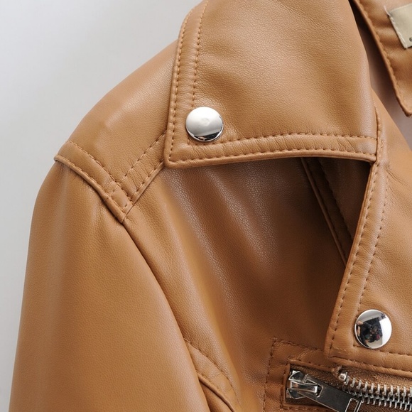 black moto biker zipper pocket jacket classic glam - Picture 2 of 10